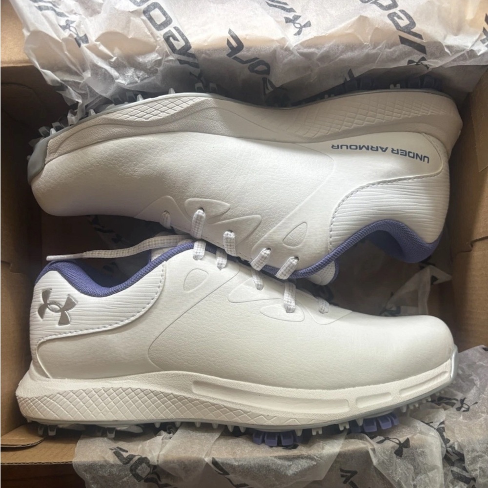 UNDER ARMOUR Charged Breathe 2 Women's White/Purple Golf Shoes Cleats - Size 5